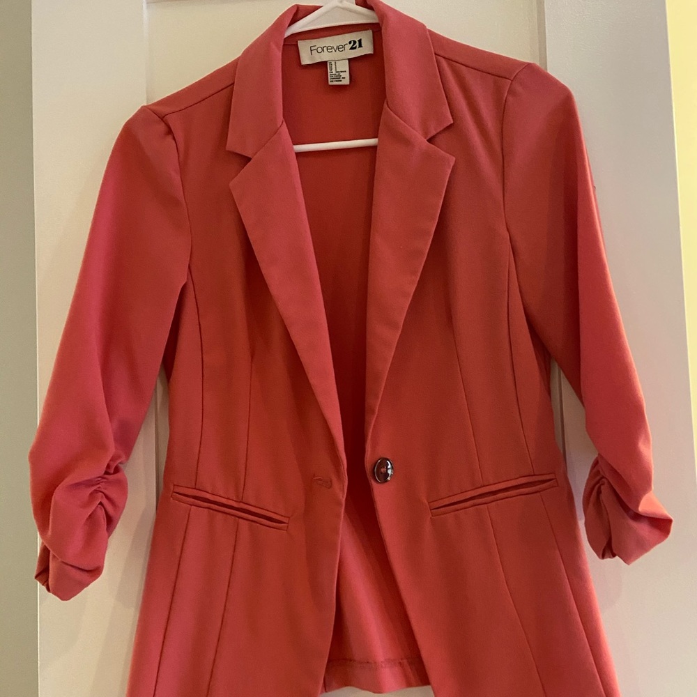 Forever 21:Coral Fitted Blazer Stretchy and Classy